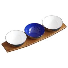 Perfect Set of Cathrineholm Silver Buffed Stainless and Porcelain Enamel Bowls 5