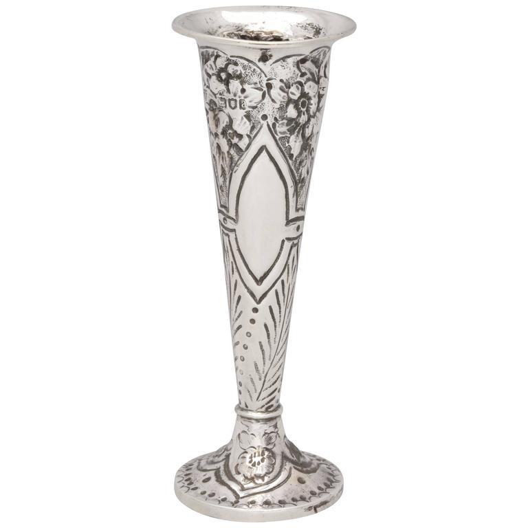 Home Décor Vases Home & Living vintage silver carved bud vase