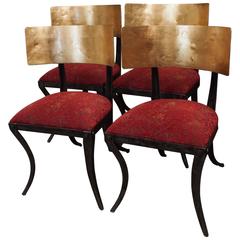 Set of Four Rare Klismos Dining Chairs