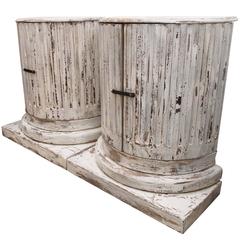 Pair of Unique Vintage Column Cabinets