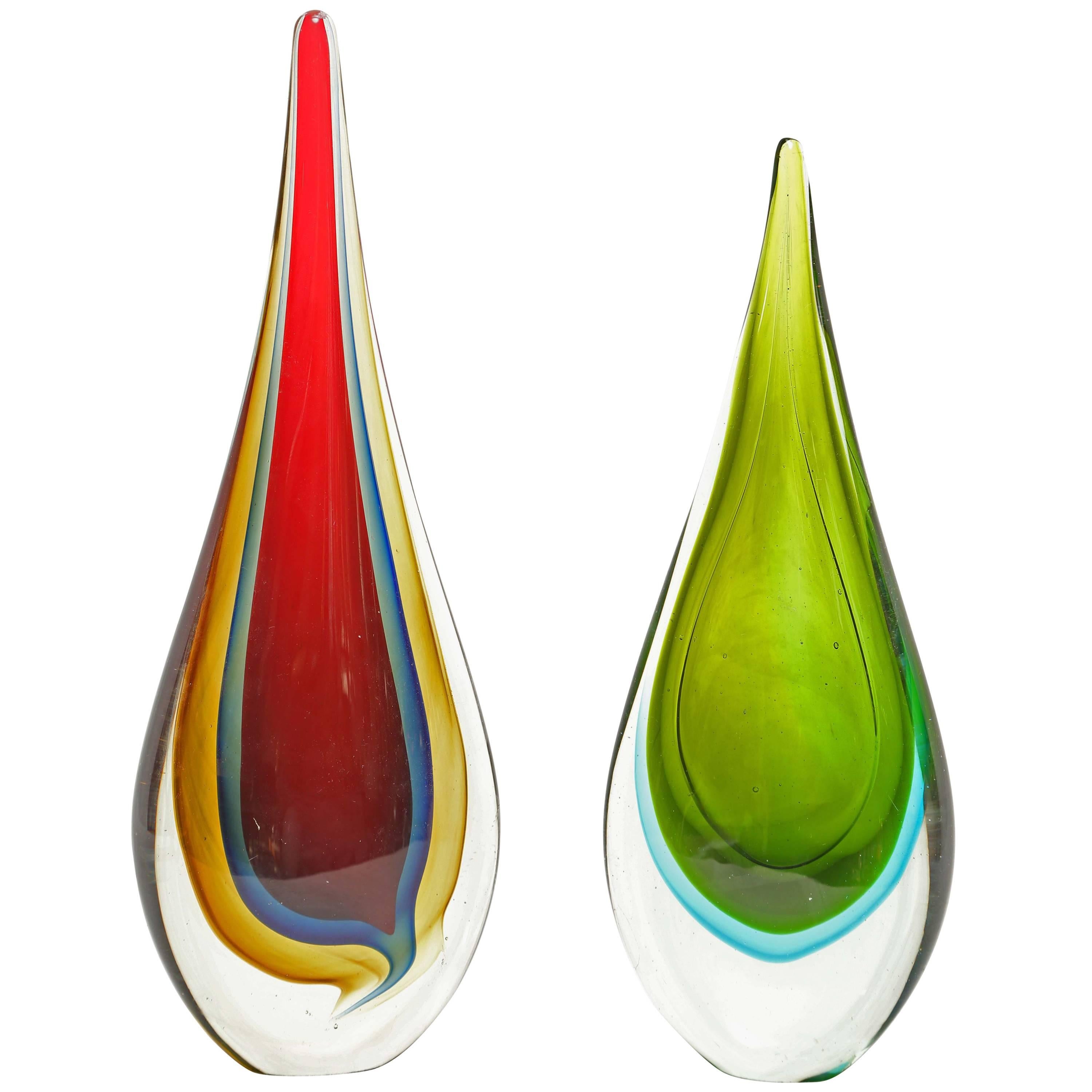 Mid-Century Modern style of Flávio Poli Glass Teardrop Sculpture Murano For Sale