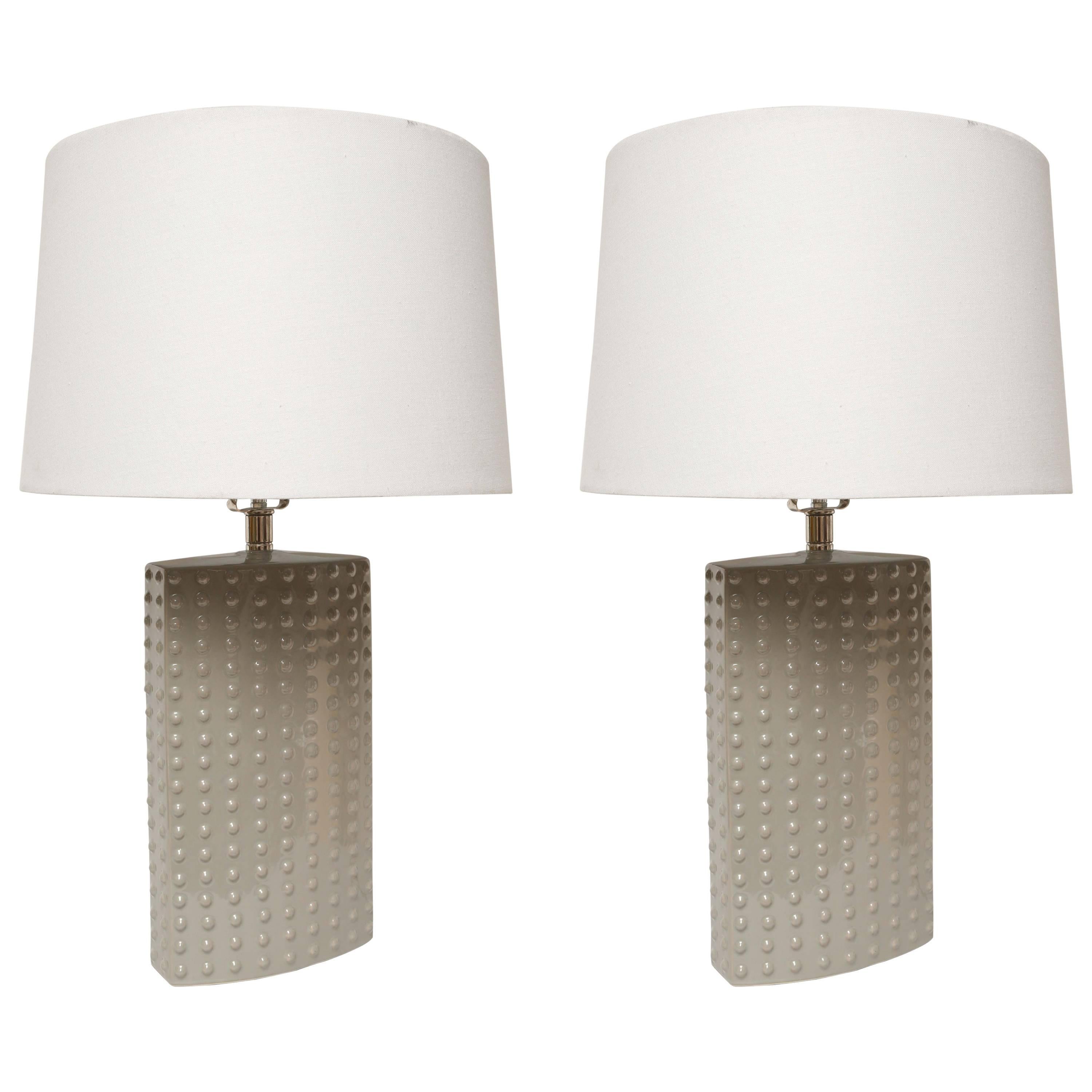 Pair of Mid-Century Modern Axel Salto Budding Style Gray Ceramic Table Lamps