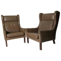 Børge Mogensen Attributed Pair of Wingback Lounge Chairs