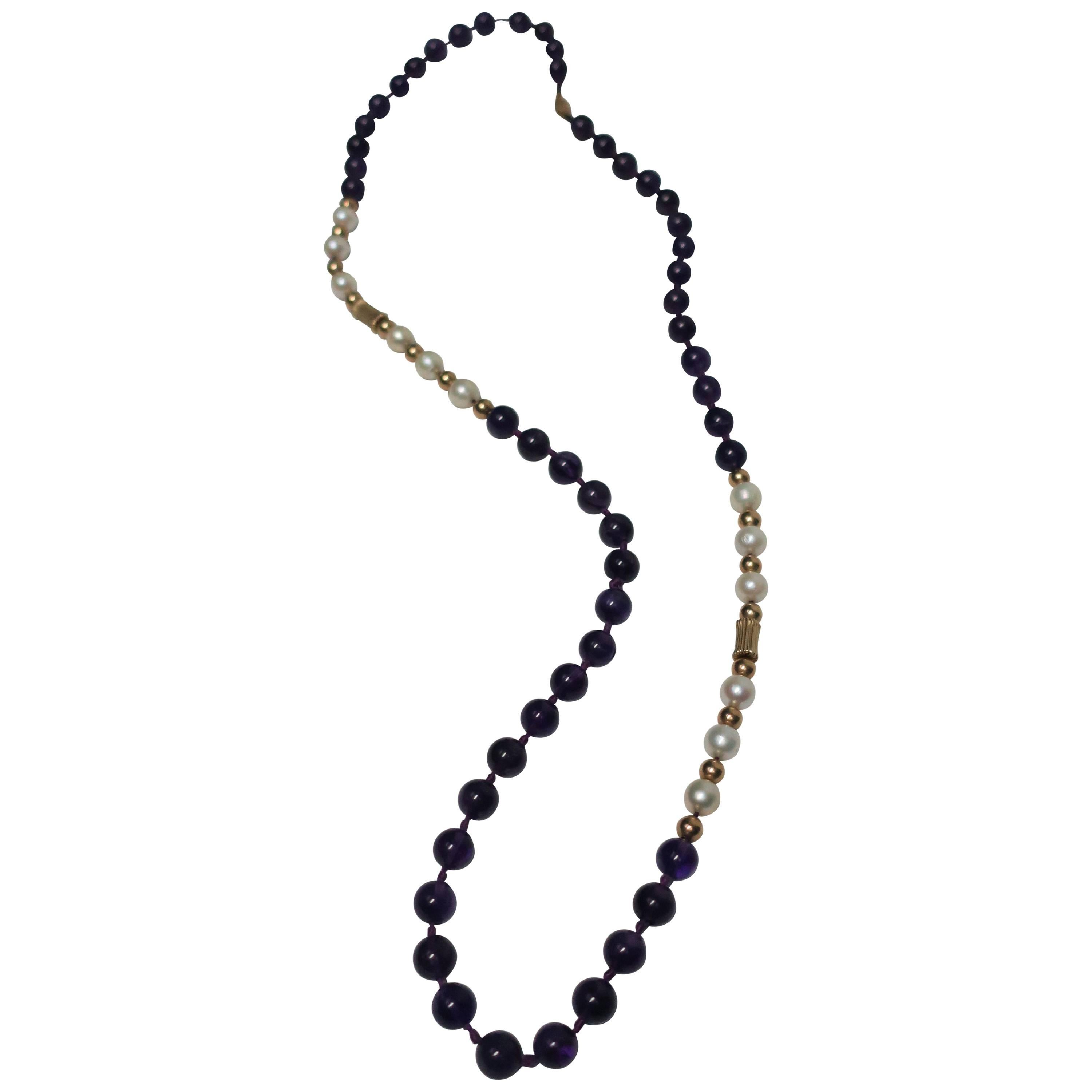 Vintage Hobé Double Strand Necklace with Glass Beads and Gold Tone