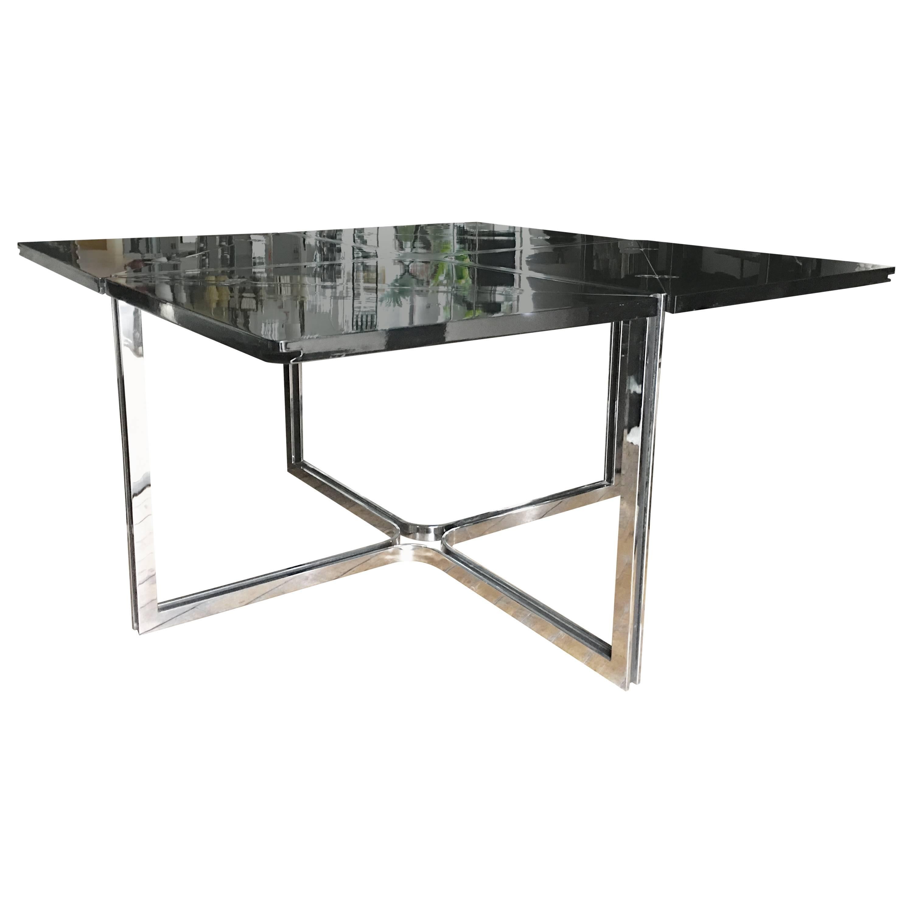 Flip-Top Lacquer and Steel Dining Table
