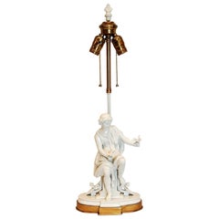 Classical Greek Figure of a Male with Doves on Brass Base