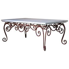 French 1950s Iron and Marble Coffee Table 4