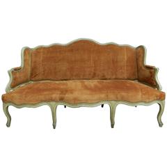 Maison Jansen Style Louis XV Sofa with Velvet Coral