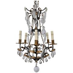 Antique French Crystal and Iron Chandelier