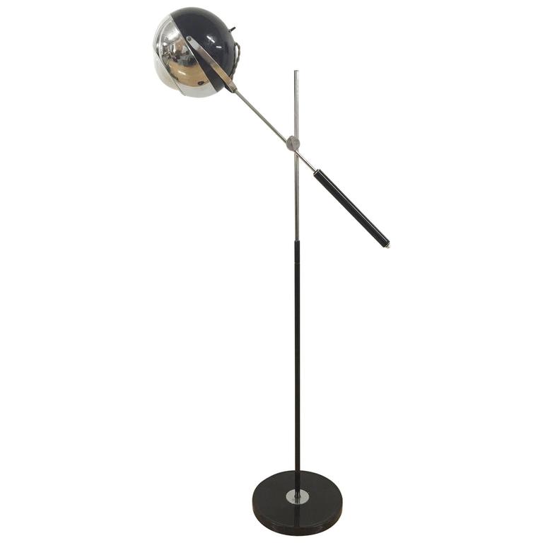 Articulating Chrome \'Eyeball\' Floor Lamp in the Style of Stilnovo ... Articulating Chrome \'Eyeball\' Floor Lamp in the Style of Stilnovo ...