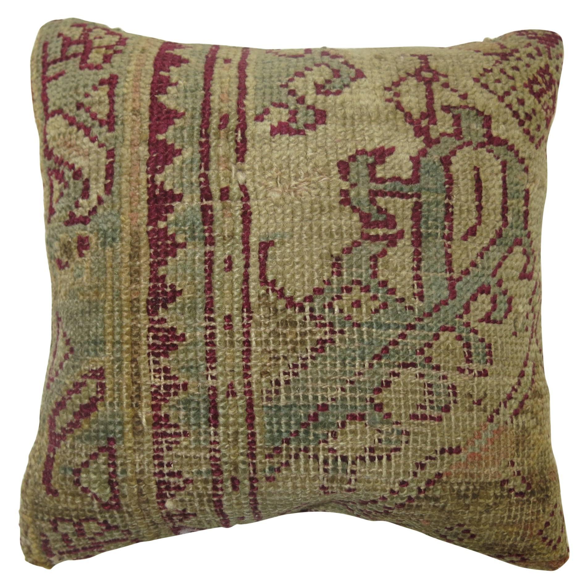 Ghiordes Mini Size Rug Pillow For Sale