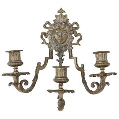 19th Century Napoleon III Period Bronze Candle Sconce with Female Face 5