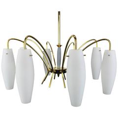 Large Italian Glass Sunburst Chandelier, Stilnovo, 1950s 4