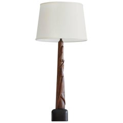 Hand-Carved Female Nude Wood Sculpture Table Lamp by Nicholas Mocharniuk