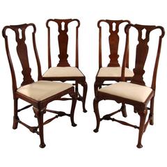 Queen Anne Walnut Side Chairs, a Set of Four 4