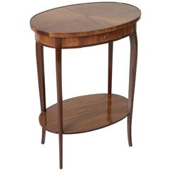 French Art Deco Period Rosewood Marquetry Side Table Entry Table with Sunburst 