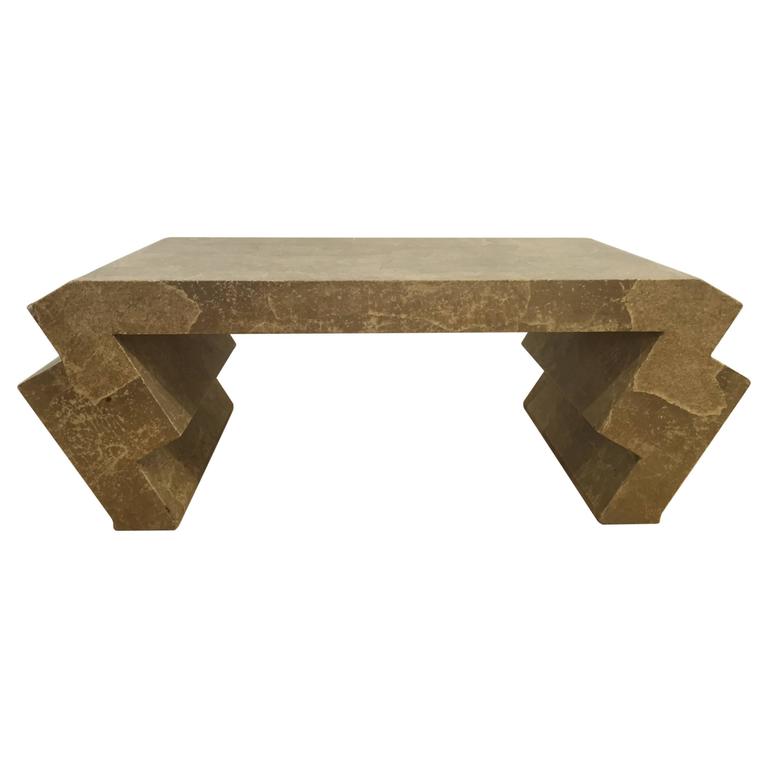 Vintage Goatskin Coffee Table with ZigZag Legs For Sale at 1stdibs