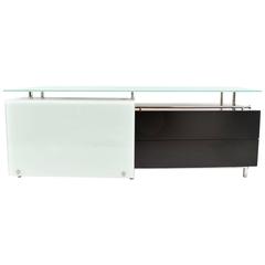 Italian Glass and Wood Credenza