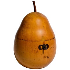 English Antique Fruitwood Pear Tea Caddy