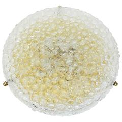 Large Round Ice Glass Flush Mount by Hillebrand, Germany, 1970s 2