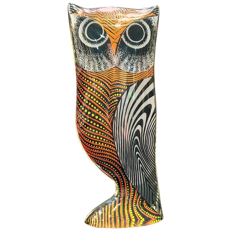 Large Abraham Palatnik Two-Tone Lucite Owl at 1stDibs