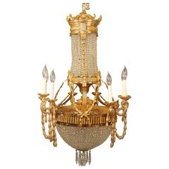 Interesting Late 19th Century Gilt Bronze and Crystal Basket Chandelier 5