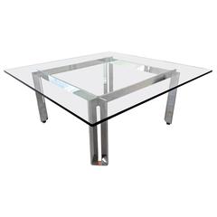 Chrome and Glass Architectural Cocktail Table