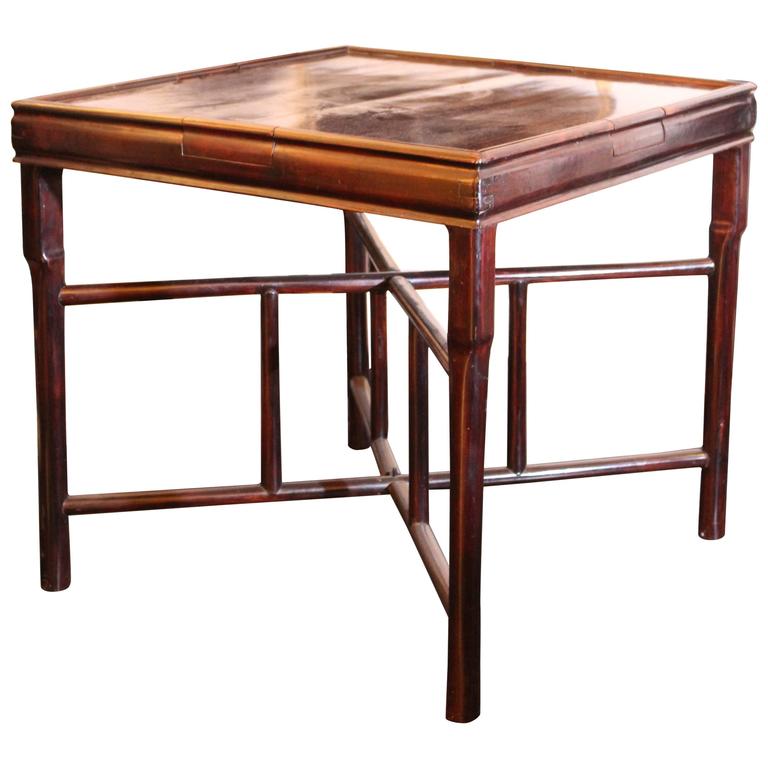 Antique Ebonized Table With Iron Base And Bobbin Turned Legs Circa Chinese Rosewood Hardwood Table Circa 1900