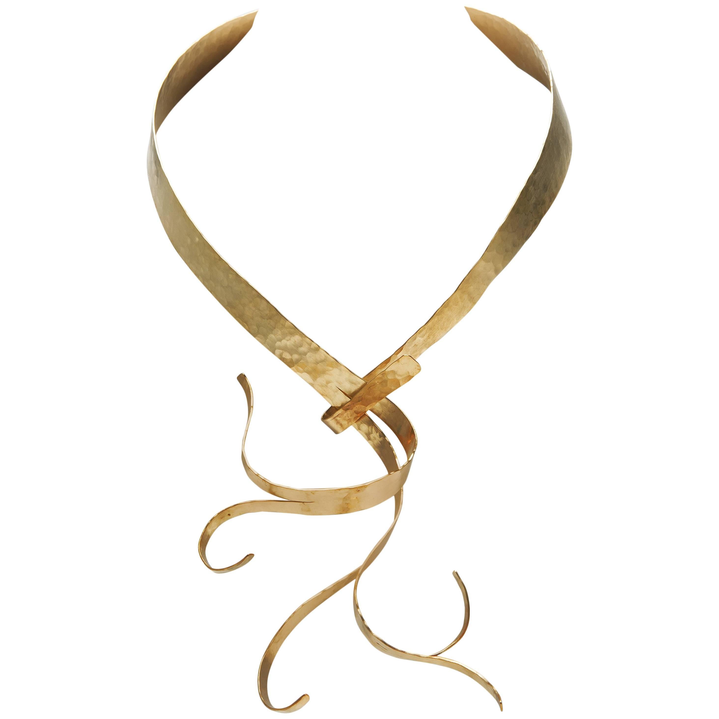 Gold-Plated Necklace by Jacques Jarrige For Sale