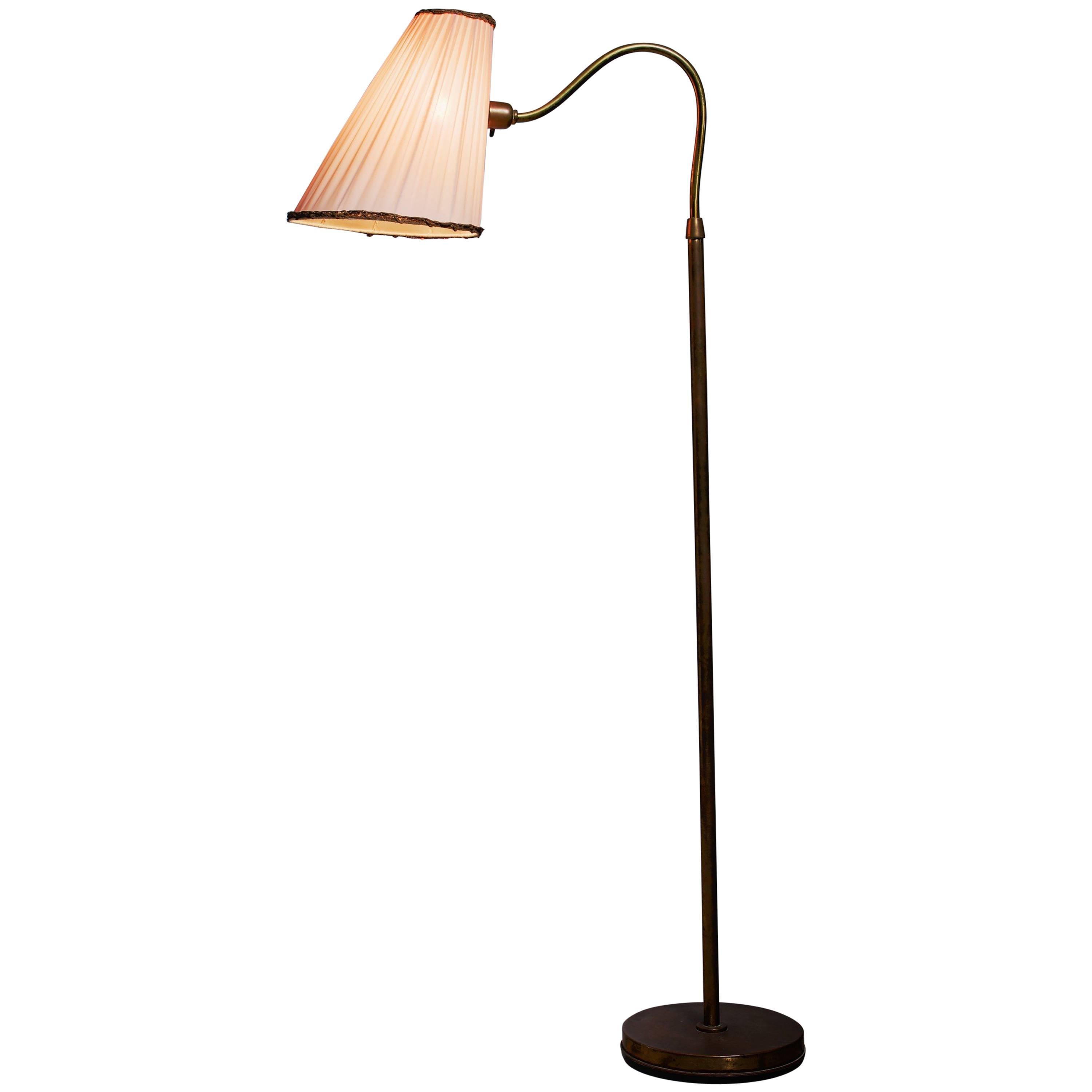 Brass Floor Lamp from Sweden, 1940s
