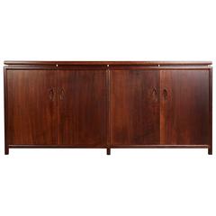Retro Michael Taylor for Baker Walnut Credenza or Buffet, Signed