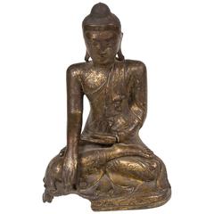 19th Century Patinated and Gilt Bronze Burmese Buddha 3