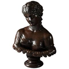 Classical 19th Century Bronzed Copper Bust of Clytie