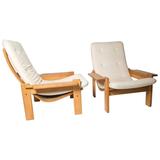 Extremely Rare Pair of Yngve Ekstrom for Swedes Møbler Super Lounge Chairs