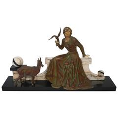 Cold Painted Art Deco Statue Metal Marble, Onyx and Ivorine
