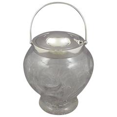 Antique Elkington & Co Sterling Silver and Glass Biscuit Jar