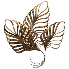 Curtis C. Jere Brass Palm Tree Frond Leaf Wall Hanging Metal Tropical Beach 9