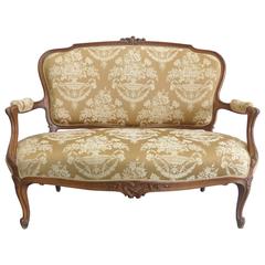 Retro 20th Century French Provincial Style Carved Wood Settee