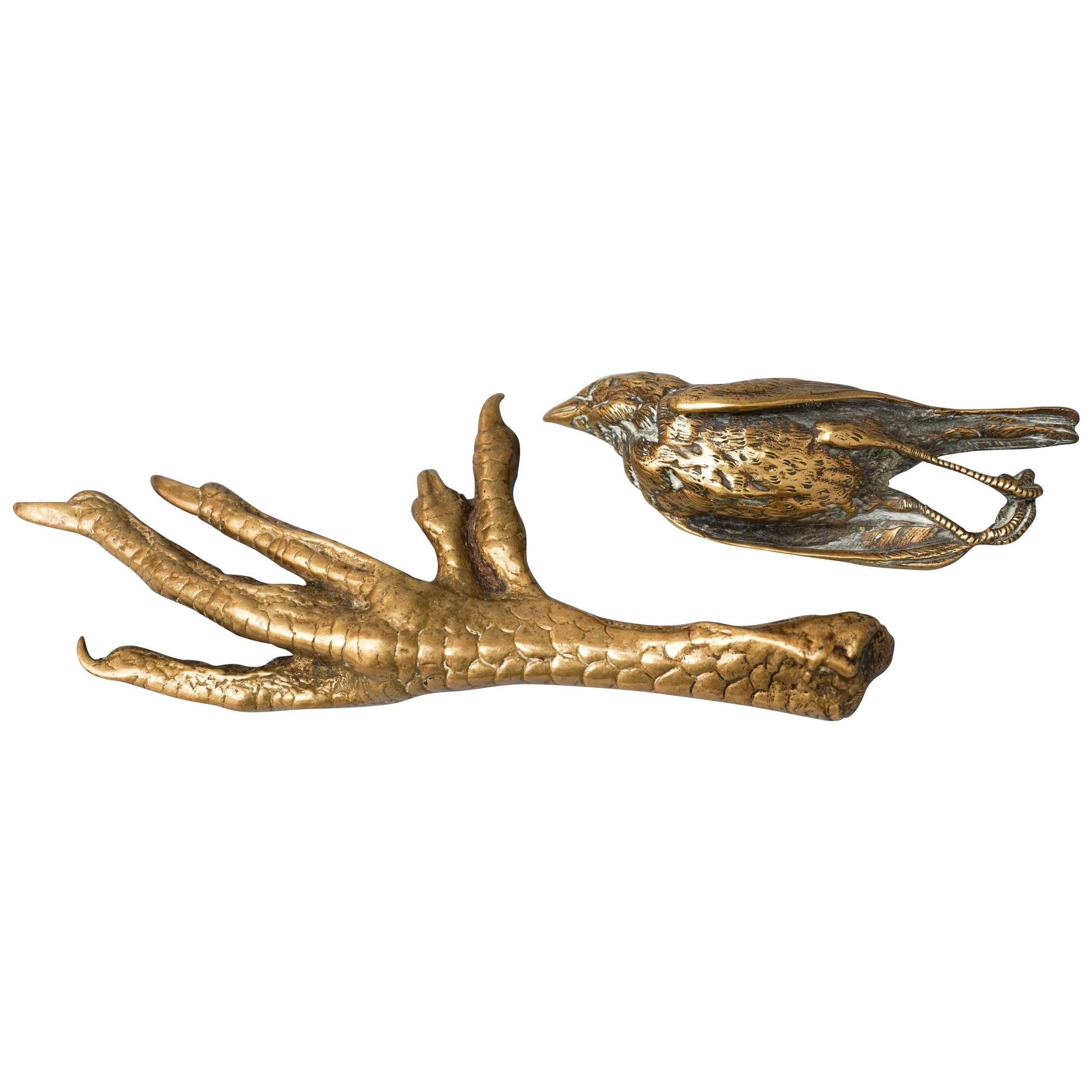 20th Century Bronze Cast of a Dead Sparrow and a Birds Claw