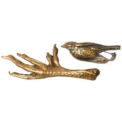 20th Century Bronze Cast of a Dead Sparrow and a Birds Claw