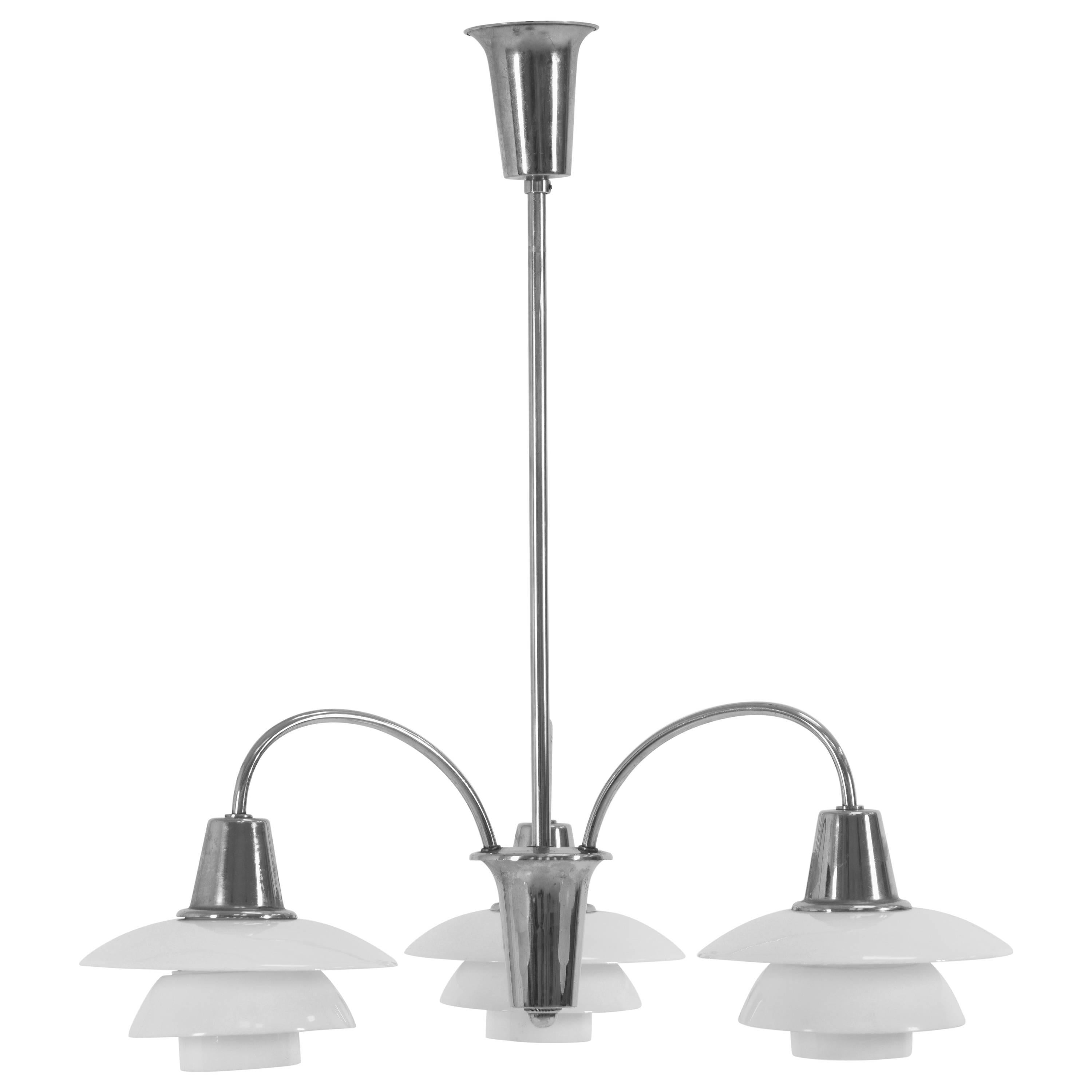 Three-Armed Cascade Chandelier by Poul Henningsen For Sale