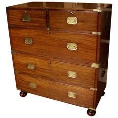 Beautiful Mahogany Campaign Chest of Drawers