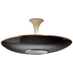 Black Lacquered Metal Ceiling Lamp, Germany, 1950s