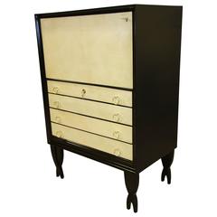 20th Century Fine Art Deco Secretaire Cabinet in Parchment 7