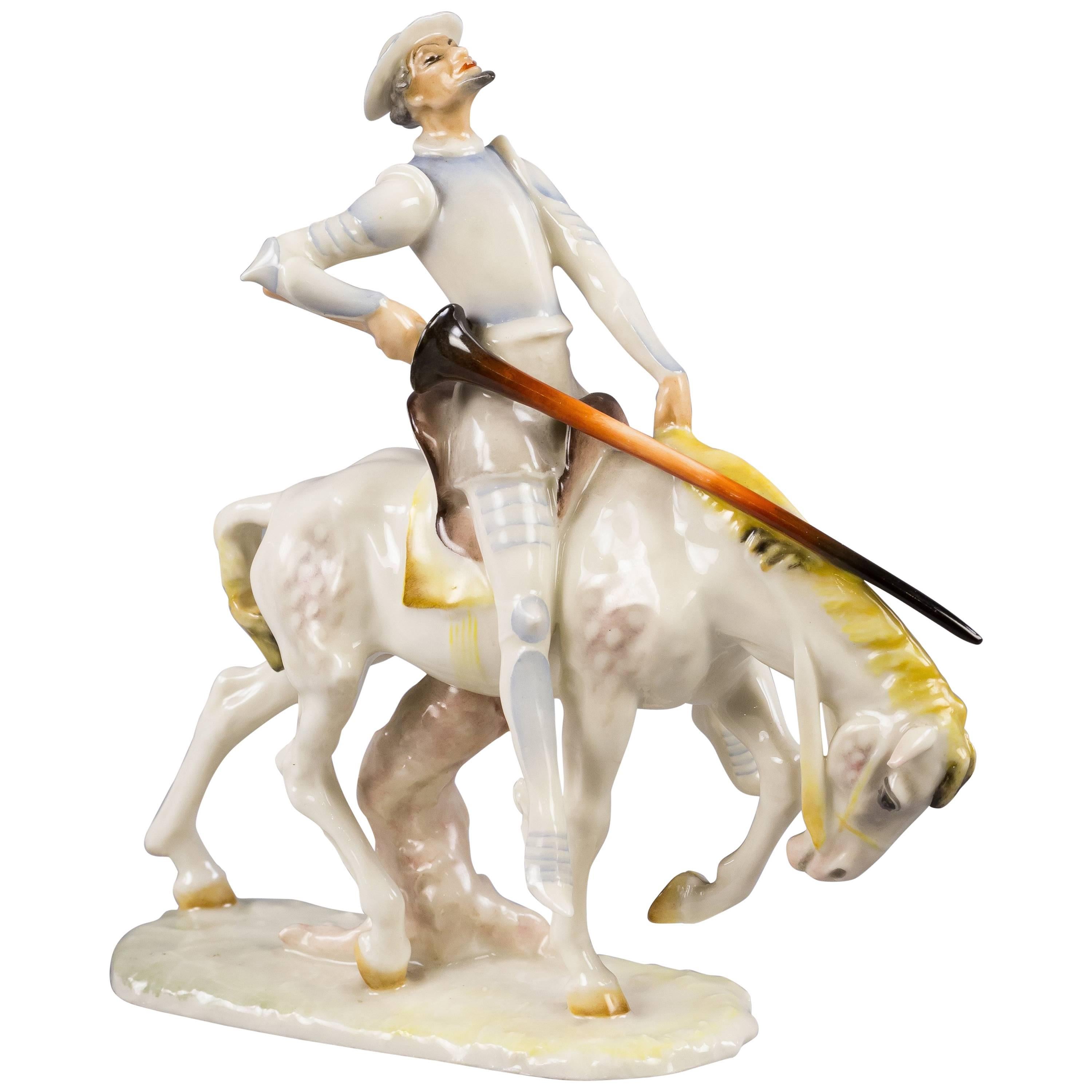 German Porcelain Figure of Don Quixote, circa 1900 For Sale