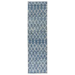 Moroccan Wool Runner in Light Blue Color 8