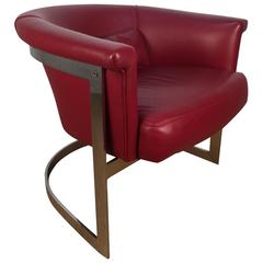 Milo Baughman Chrome Barrel Back Lounge Chair