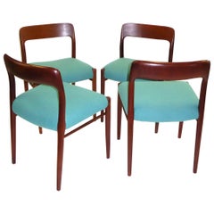 Four Niels Otto Møller Teak Dining Chairs for Jl Møller, 1954