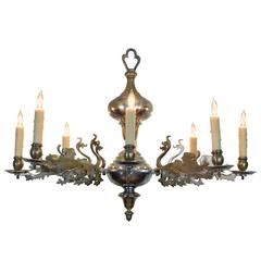 Continental Silvered Brass Eight-Light Chandelier, 19th Century, UL Wired