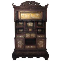 Antique Japanese Shibayama Cabinet, Meiji Period, circa 1890